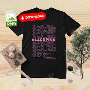 BLACKPINK wiederholter Text Digital PNG für T-Shirt & Bekleidung Sublimation | K-Pop Fan Art DIY Grafik Shirt Design