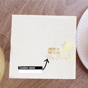 Bridal Shower Napkins, Party Decor, Personalized Future Mrs Napkins, Bachelorette Napkins, Custom Cheer To Mrs Bridal Shower Napkins