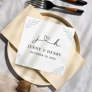 Custom Wedding Napkins, Personalized Initial Napkins, Elegant Cocktail Napkins, Monogram Reception Decor, Bridal Shower Napkins