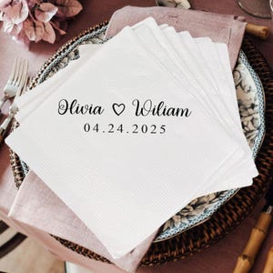 Personalized Napkins For Weddings, Custom Couple, Disposable Decoration Initials Bridal Shower Beverage Bar Reception Cocktail Monogrammed