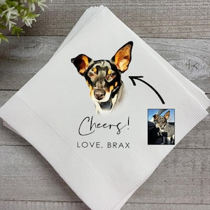 Napkins For Wedding, Custom Dog Napkins, Custom Pet Cocktail Napkins, Custom Pet Wedding Napkins, Custom Pet Portrait Wedding Napkins