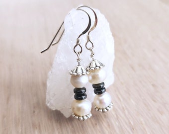 Freshwater Pearl and Hematite Dangle Earrings - RONA