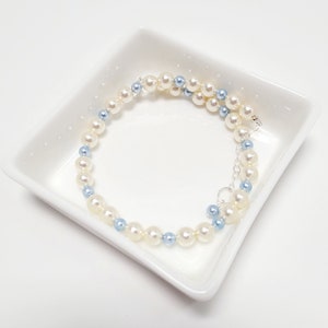 Pearl Bridal Anklet SOMETHING BLUE Swarovski Crystal Pearl Adjustable MIA image 4