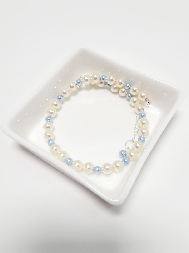 Pearl Bridal Anklet SOMETHING BLUE Swarovski Crystal Pearl Adjustable MIA image 4