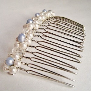 SOMETHING BLUE Bridal Hair Comb - Swarovski Pearl and Freshwater Pearl Beaded - LILLIAN