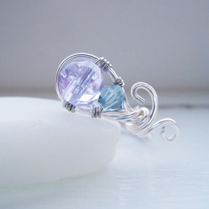 Wire Wrapped Ring - Contemporary Design with Swarovski Crystal - Size 6 - SPROUT