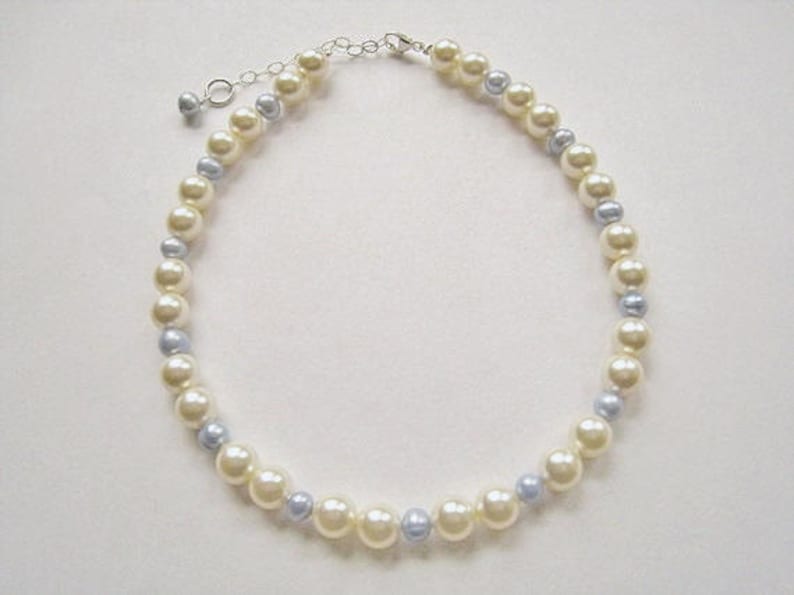 Pearl Bridal Anklet SOMETHING BLUE Swarovski Crystal Pearl Adjustable MIA image 3