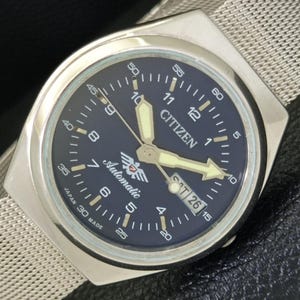 Japan Vintage Citizen Automatic 8200 Mens Blue Color Dial Watch a500287