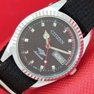Automatic Vintage Citizen 8200 Refurbished Japan Mens Day&Date Transparent Back Black Color Dial Wrist Watch a78