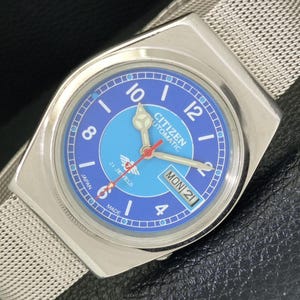 Citizen Automatic 8200 Vintage Japan Mens Blue Color Dial Watch a500258