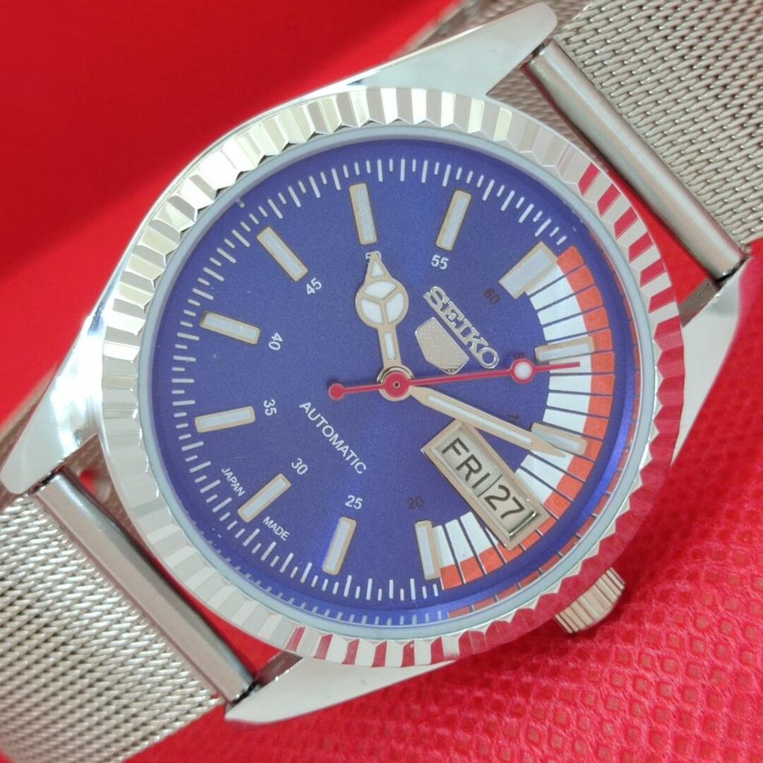 ヴィンテージ セイコー5 自動巻き メンズウォッチ：ブルーダイヤル