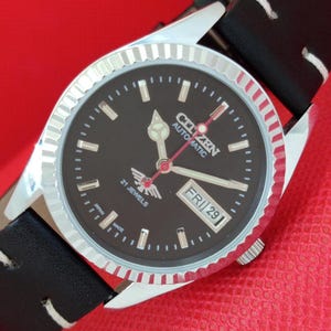 Vintage Citizen Automatic 8200 Refurbished Japan Mens Day&Date Transparent Back Black Color Dial Wrist Watch a101