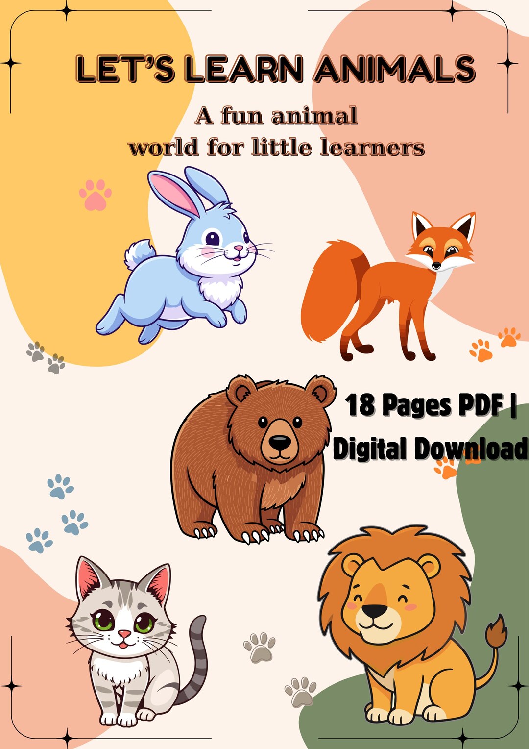 Let’s Learn Animals | Printable Kids Activity Book (18 Pages) - Etsy