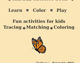Animals Activity Book for Kids, Coloring, Tracing (PDF Pattern)