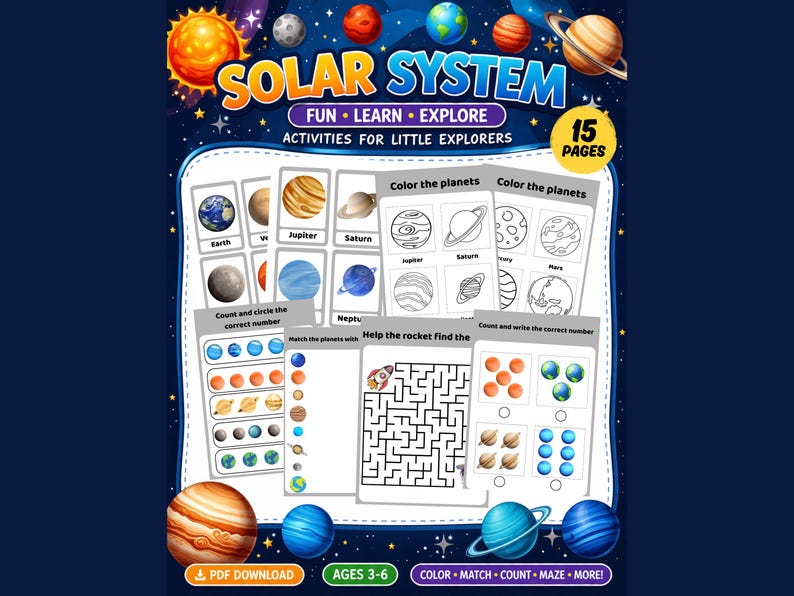 Solar System Activities for Kids | Preschool Space Learning Pack (PDF ...