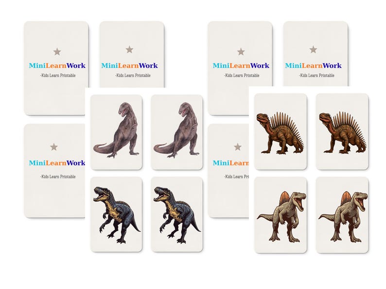 Dinosaur Memory Matching Game Printable – 28 Cards – Preschool Learning ...