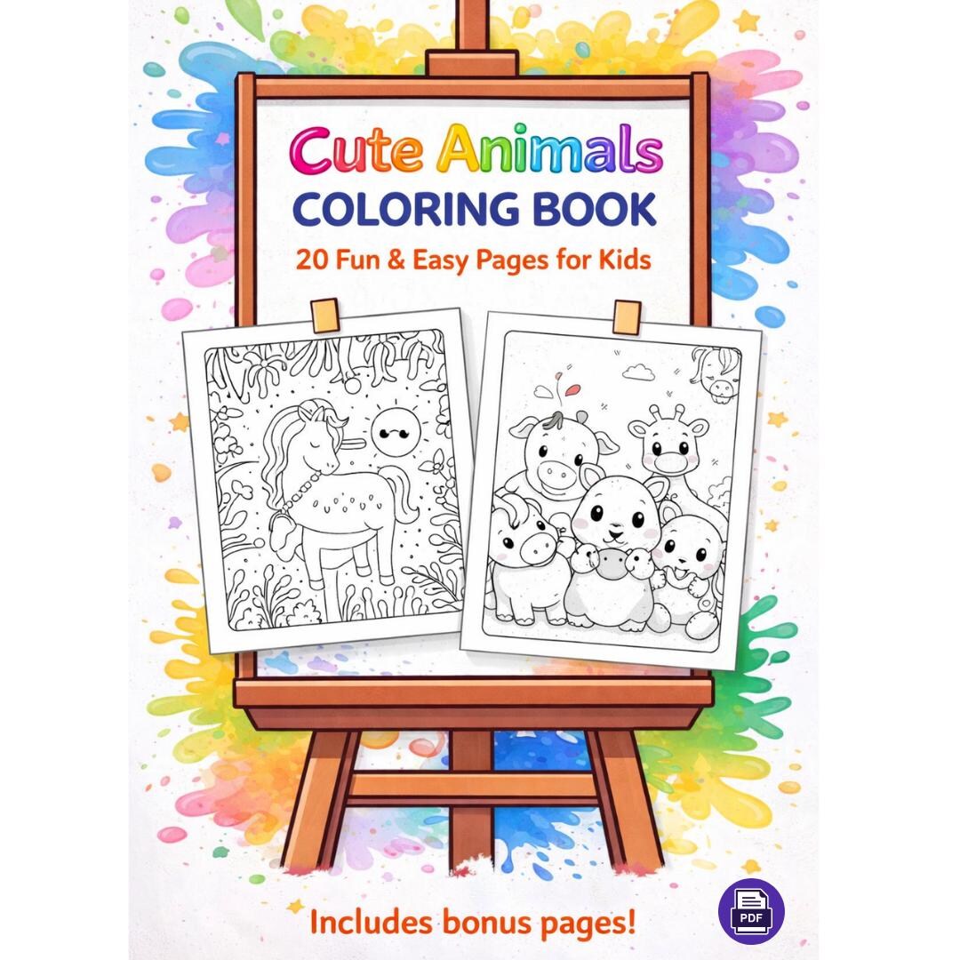 Printable Animal Coloring Book for Preschool | 20 Pages | Ages 2–5 ...