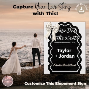 Editable Elopement Sign | We Tied the Knot Canva Template + Announcement Sign | Wedding Printable 5x7 16x20 24x36 Sizes