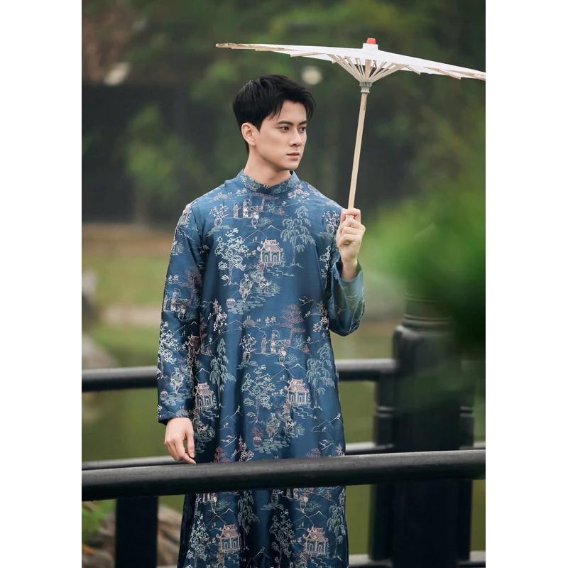 j*y様 日本版アオザイ 美しい ただただ美しい レオナール ネイビー 花柄ワン Ao dai for man - Etsy 日本