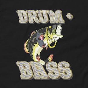Drum and Bass T-Shirt | Funny Meme Fish Graphic Tee for Festival Lovers | Festival Shirt | Ironic Shirt | Drum and bass Cursed Meme Tee