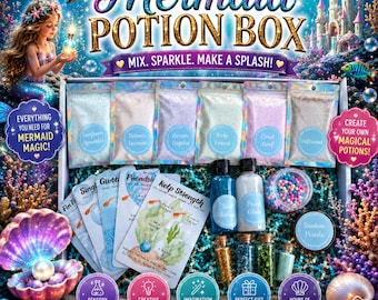 Mermaid Potion Kit for Kids, Magical Sensory Play, Ocean-Themed Pretend Play Activity, Mermaid Gift