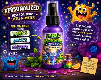 Personalized Monster Spray for Kids | Bedtime Scare-Away Mist