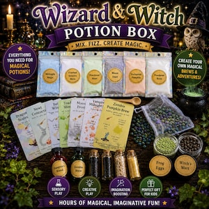 Kids Potion Kit – Fun Witchcraft & Wizard Play Set with Magical Ingredients for Halloween or Pretend Play, E2818