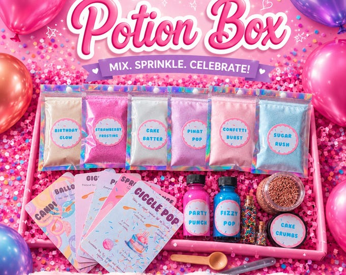 Birthday Potion Kit for Kids#1 | Magical Sensory Play Set with Sparkly Ingredients, Spell Cards, Fairy Tale Theme, STEM Activity ,E2818