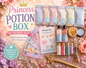 Princess Potion Kit#3 for Kids | Enchanted Pretend Play Potion Set with Recipe Cards, Glitter, Sensory Play, STEM Activity, Fantasy Gift