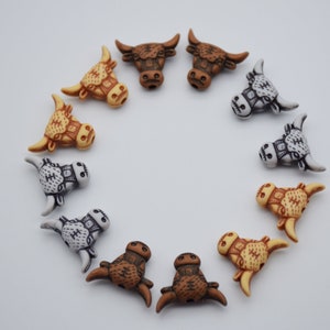 20 Resina Adorable Cabeza de Toro Cabeza de Vaca Cabeza OX Cuentas Charms DIY Joyería Decoden Cabochon Accesorios 19x16mm