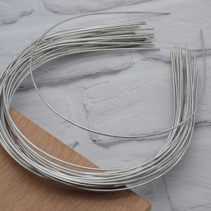 20 ダークシルバーメタルヘッドバンド、1.5 mm 丸型メタルワイヤー、ブランクヘッドバンド、メタルヘアバンド、シンプルヘッドバンド、プレーンヘッドバンド、DIY ヘアアクセサリー