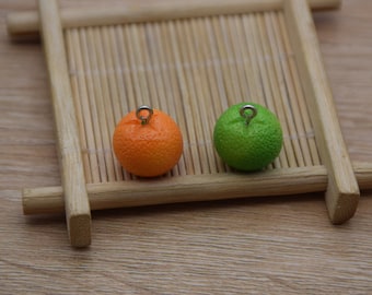 12 Resin Adorable Orange Fruit Charms Earring Necklace Bracelet Bead Pendants DIY Jewelry Decoden Cabochon Keychain Accessories 17x15mm