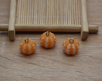 12 Resin Adorable Orange Fruit Charms Earring Necklace Bracelet Bead Pendants DIY Jewelry Decoden Cabochon Keychain Accessories 13x13mm
