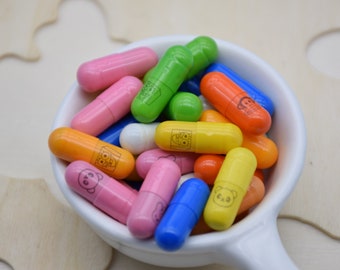 100 Kawaii Pill Capsule,Wish Faux Pill,Cute Blank Secrect Message Note In Pill,Happy Pills,Paper Message Scrolls,Pill Cabochon Bead Charms