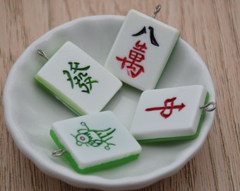 10 Resin Adorable Mahjong Charms Earring Necklace Bracelet Bead Pendants DIY Jewelry Decoden Cabochon Keychain Accessories 30x26mm