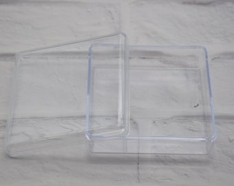 Boîte en plastique transparente carrée 2Pcs, boîte transparente, boîte de conteneur, boîte de couvercle, boîte de décoration, boîtiers en plastique, boîte de rangement, 85mmx85mmx30mm (hauteur) AB90