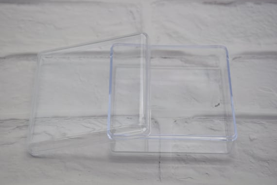 2 Stück quadratische durchsichtige Kunststoffbox, transparente Box, Behälter, Deckelbox, Dekorationsbox, Aufbewahrungsbox, 85mmx85mmx30mm (Höhe) AB90