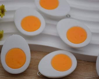 10 Resin Adorable Egg Charms Earring Necklace Bracelet Bead Pendants DIY Jewelry Decoden Cabochon Keychain Accessories 34x24mm