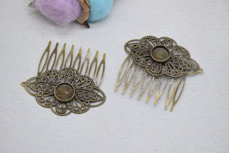 50pcs 56mmx55mm 8 teeth antique bronze hair comb with filigree,bridal hair comb,hair accessories,cabochon base,fit for 12mm cabochon