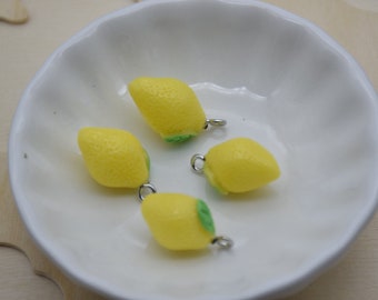 20 Resina Adorable Limón Frutas Amuletos Pendientes Collar Pulsera Cuentas Colgantes DIY Joyería Decoden Cabochon Llavero Accesorios 21x12mm
