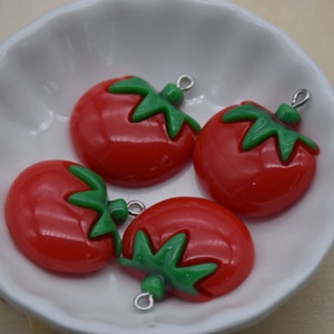 10 Resin Adorable Tomato Charms Earring Necklace Bracelet Bead Pendants DIY Jewelry Decoden Cabochon Keychain Accessories 28x25mm