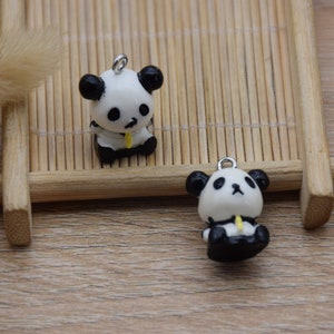 10 Resin Adorable Panda Animal Charms Earring Necklace Bracelet Bead Pendants DIY Jewelry Decoden Cabochon Keychain Accessories 21x16mm