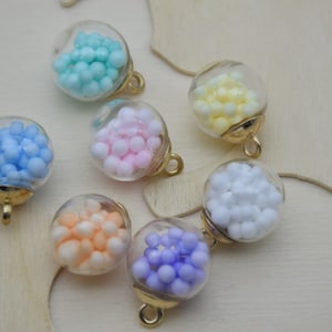 10 Round Glass Globe Charm,Crystal Glass Ball Vials With Confetti Ball,Bracelet Necklace Key Chain Charm Pendants,21mmx16mm
