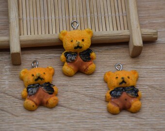 10 Resin Adorable Dirty Bear Animal Charms Earring Necklace Bracelet Bead Pendants DIY Jewelry Decoden Cabochon Keychain Accessories 26x17mm