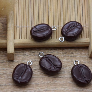 20 coffee bean with eyehook,drink resin slime cabochons,kawaii charms pendants ornaments,plastic scrapbook DIY crafts,20x13mm