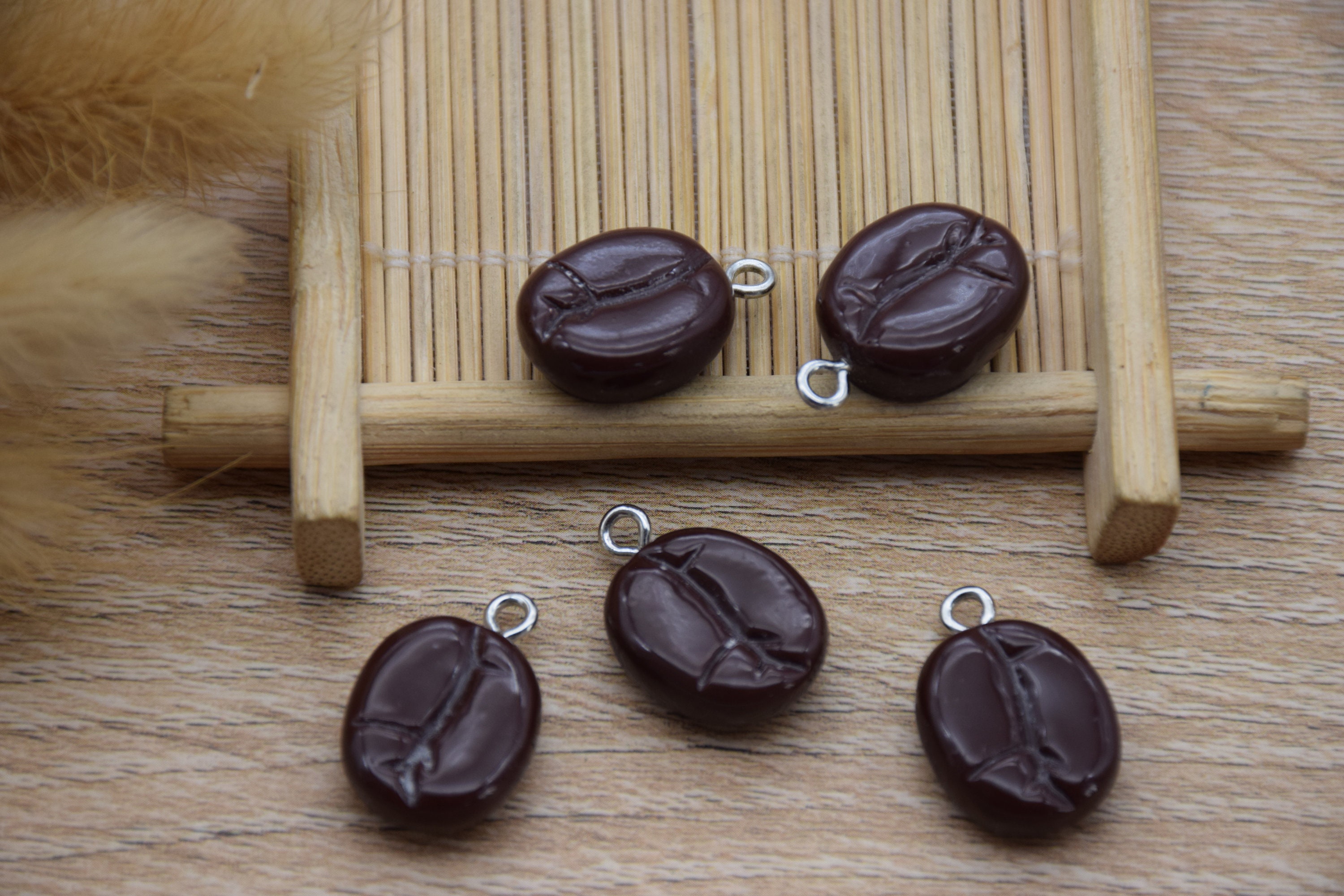 20 coffee bean with eyehook,drink resin slime cabochons,kawaii charms pendants ornaments,plastic scrapbook DIY crafts,20x13mm