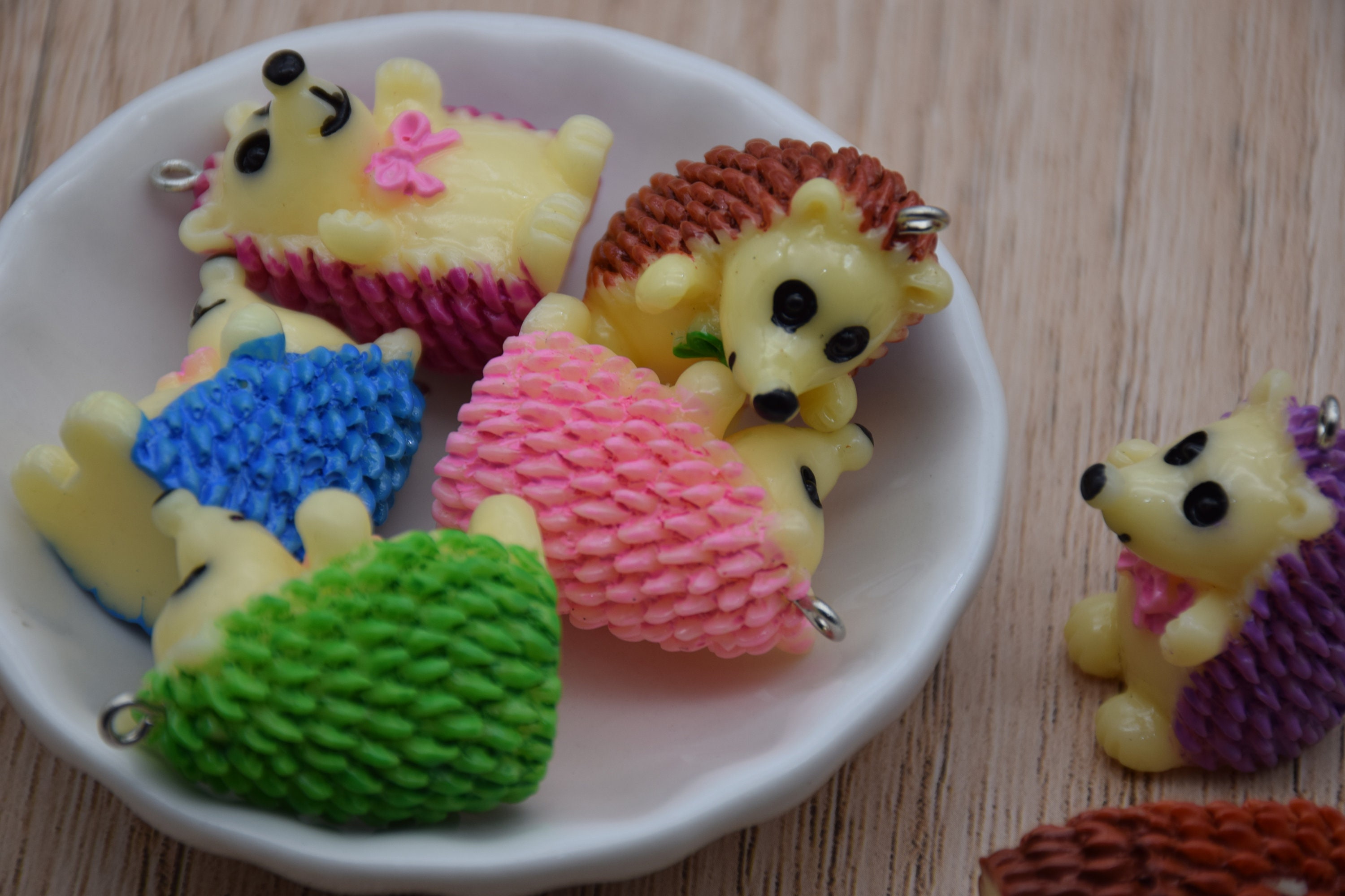 5pcs Cute Animal Hedgehog Resin Charms for Jewelry Making Earring Necklace  Keychain DIY Handmade Accessories Pendants