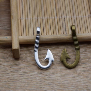 20 piezas 30mmx13mm anzuelo de metal anzuelo amuleto / colgante para artesanías de joyería