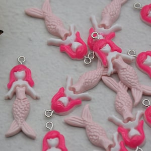 10 mermaid with eyehook,resin slime cabochons,kawaii charms pendants ornaments,plastic scrapbook DIY crafts,42x16mm