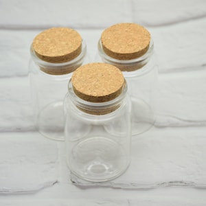 2Pcs 80ml Clear Glass Bottles Vials With Corks,Glass Jars With Lids,47mmx70mm